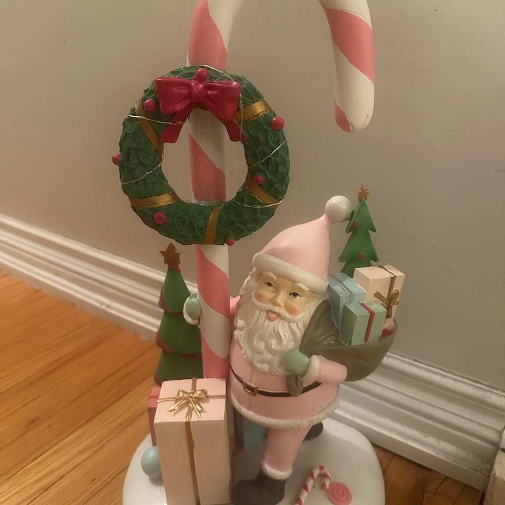 Festive Santa Holiday Figurine with Candy Cane